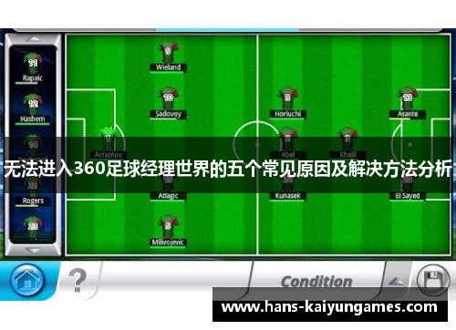 无法进入360足球经理世界的五个常见原因及解决方法分析 无法进入360足球经理世界的五个常见原因及解决方法分析